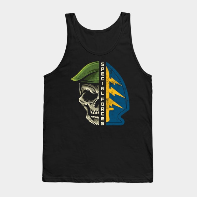 Army Special Forces Green Beret Skull Patch ODA Gift Tank Top by woormle